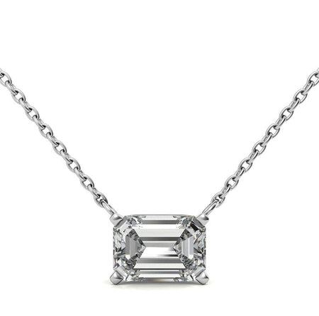 2.00 CTW AGI Certified Lab-Grown Emerald-Cut Diamond Solitaire Pendant in Choice Of 14K White or Yellow Gold-0