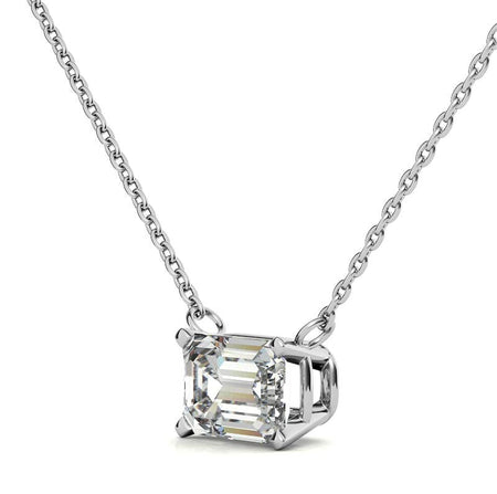2.00 CTW AGI Certified Lab-Grown Emerald-Cut Diamond Solitaire Pendant in Choice Of 14K White or Yellow Gold-1
