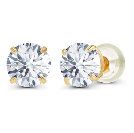 2.50 CTW Created Moissanite Stud Earrings in 14K Yellow Gold, Handcrafted in USA - F-G Color, VS Clarity-0