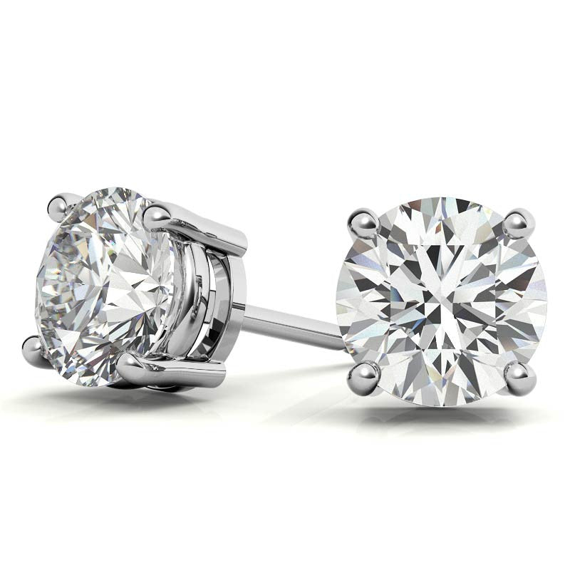 4.00 CTW AGI Certified Lab Grown Diamond Stud Earrings in 14K White or Yellow Gold - G Color VS Clarity-0